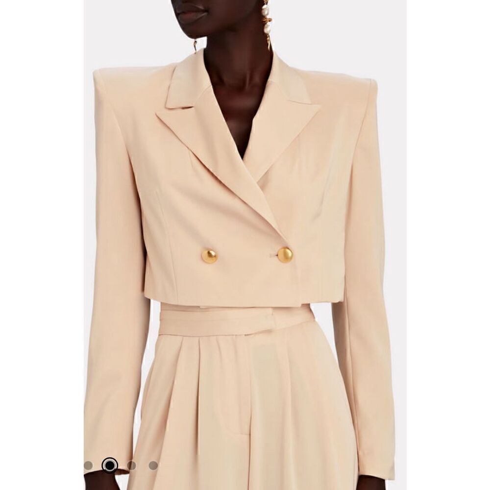 KIMBERLY GOLDSON Eboni Cropped Double-Breasted Blazer in Ivory NWT Size 6